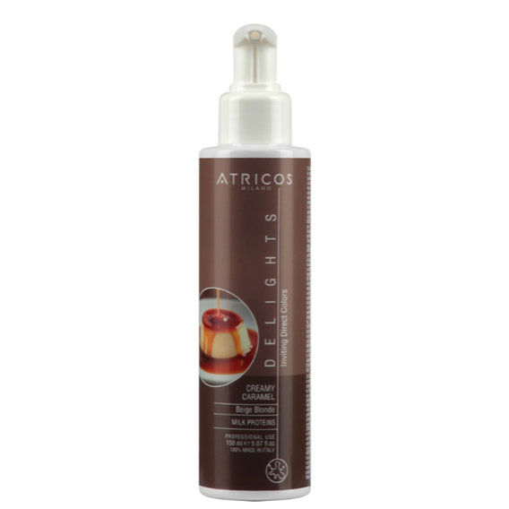 Atricos Delights Direct Gel Colouring - Creamy Caramel (Beige Blonde) - Přímý pigment (barvící gel) - Krémový karamel (Béžová blond) 150 ml.png