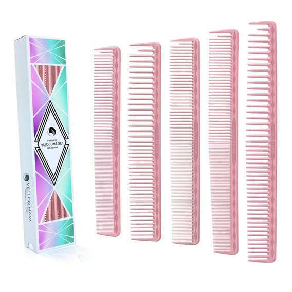 Sada profesionálních stříhacích hřebenů 5 ks - Pink