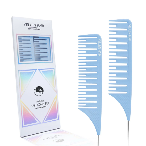 Sada profesionálních melírovacích hřebenů 2 ks - Cerulean